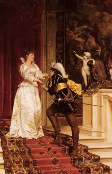  Cavalier Pintura - Los Cavaliers besan a la dama Frederic Soulacroix